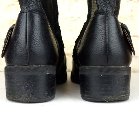 Gentle Souls Kenneth Cole Boot Women 7.5 Black Binta Moto Bootie2 Leather Buckle - Picture 7 of 14